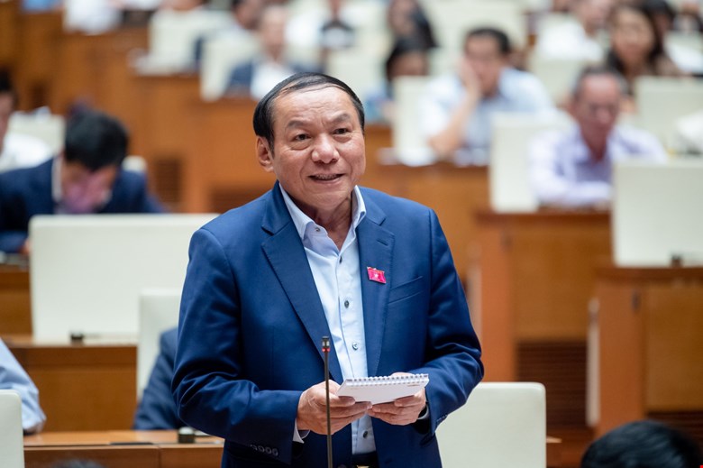 Bộ trưởng Nguyễn Văn Hùng phát biểu trước Quốc hội tại Kỳ họp thứ 6, Quốc hội khóa XV.